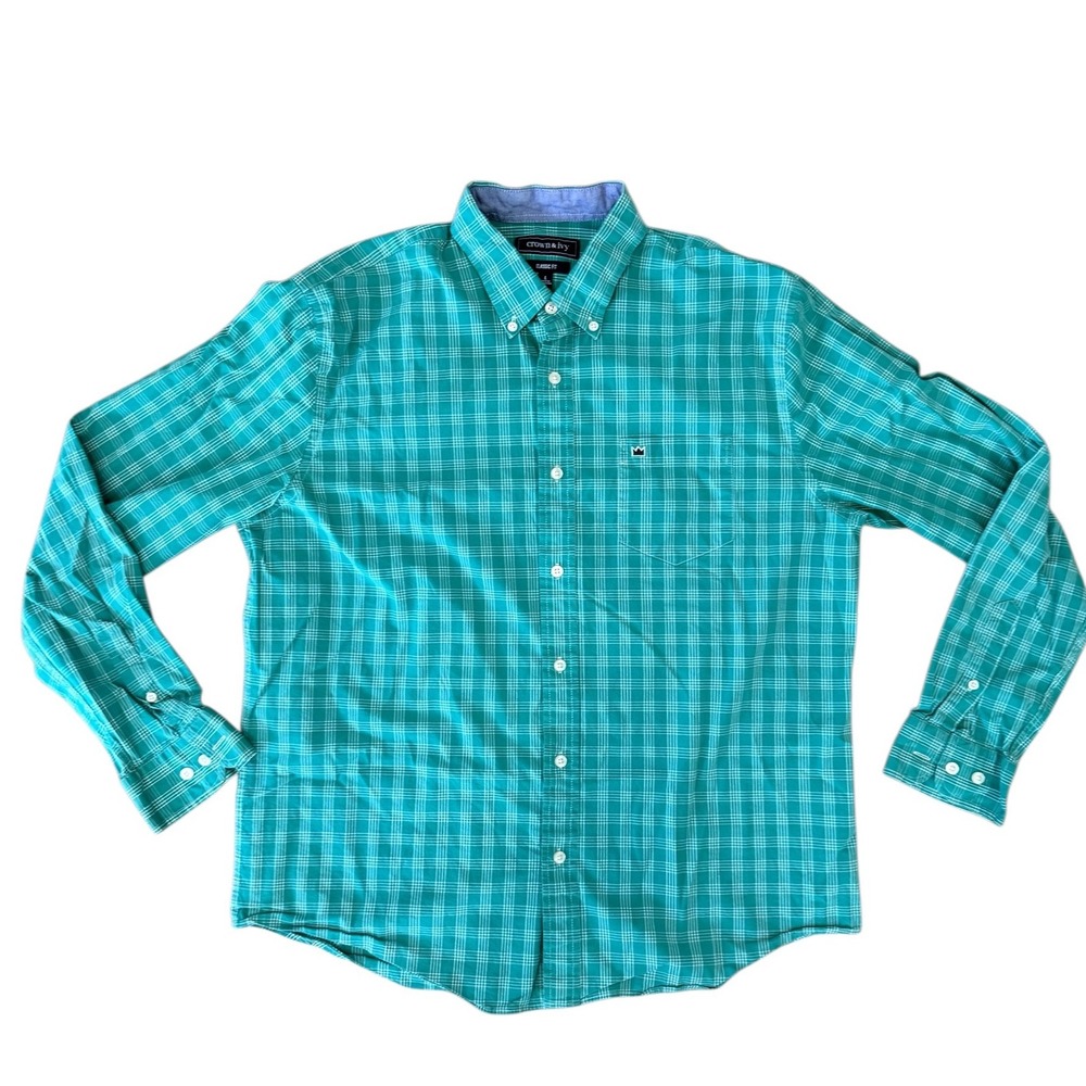 Crown & Ivy Mens Classic Fit Button Down Shirt Bundle Large Casual Work Wear 2pk - Picture 10 of 10